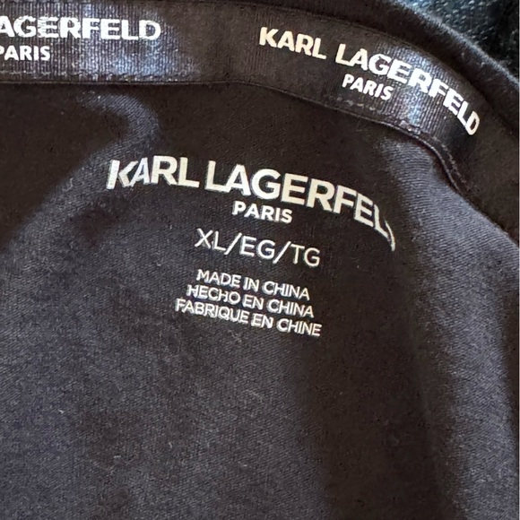 Karl Lagerfeld Paris Black Short Sleeve Parisian Motif Tee XL - Picture 5 of 5